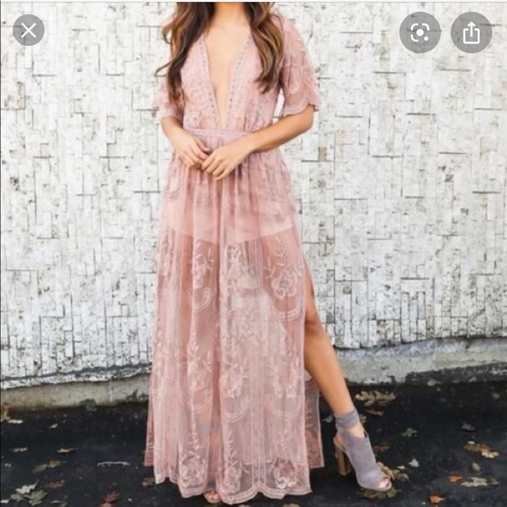 HONEYPUNCH blush lace romper dress MEDIUM